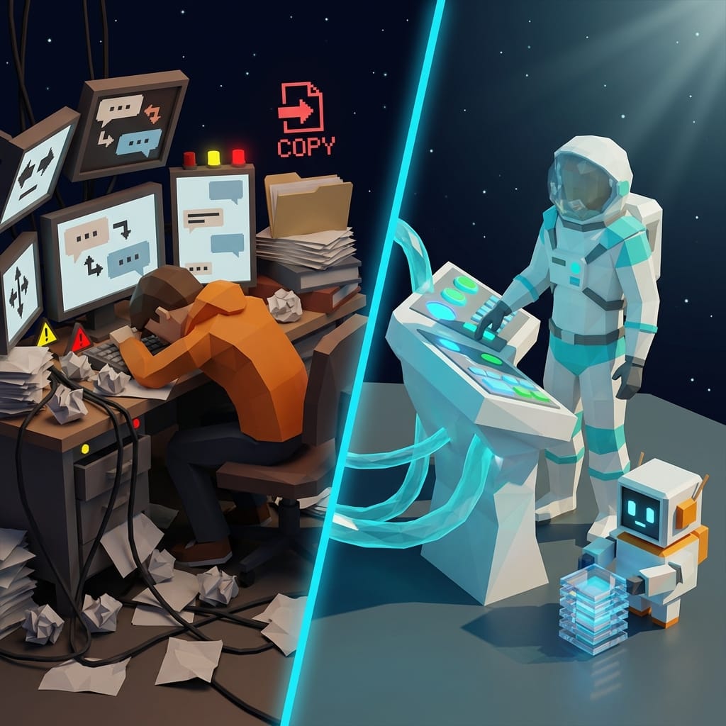 Shadow AI vs. strukturierte Implementierung: Chaos am Schreibtisch vs. Astronaut am Control Panel