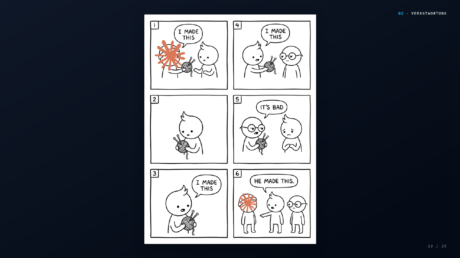 Comic: I made this — und nach der Kritik: He made this.